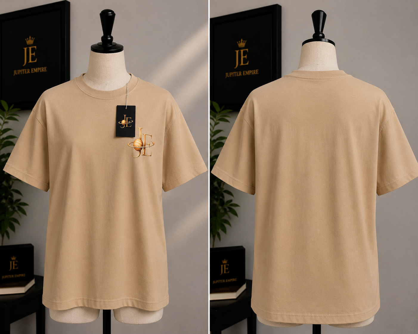 Jupiter Empire™ Relaxed Fit Cotton Tee |  Gold Planet Logo T-Shirt | Soft Unisex Shirt