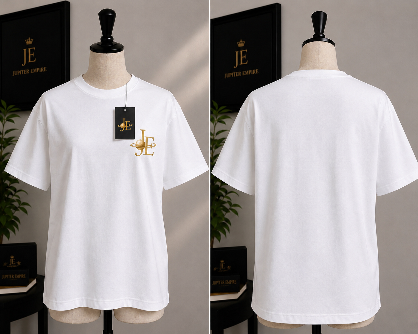 Jupiter Empire™ Relaxed Fit Cotton Tee |  Gold Planet Logo T-Shirt | Soft Unisex Shirt